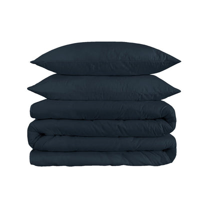 Navy Blue King Cotton Washable Duvet Cover Set