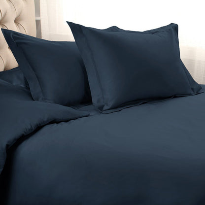Navy Blue King Cotton Washable Duvet Cover Set