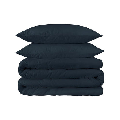 Navy Blue King Cotton Washable Duvet Cover Set