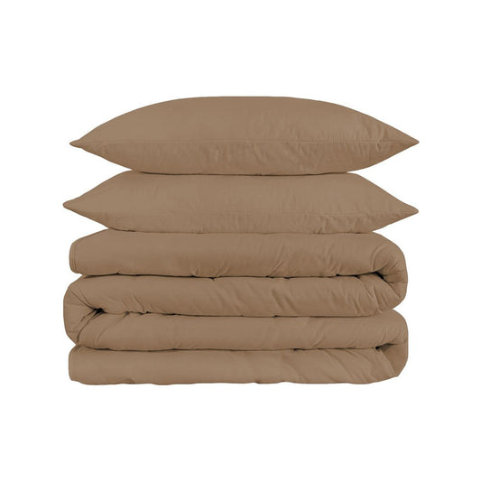 Taupe Queen Cotton Washable Duvet Cover Set
