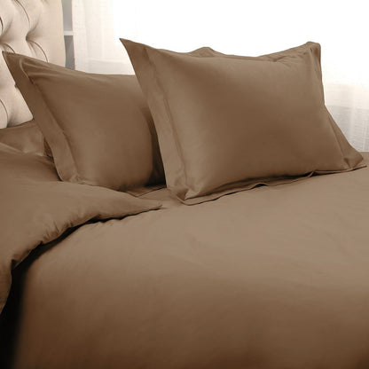 Taupe Queen Cotton Washable Duvet Cover Set