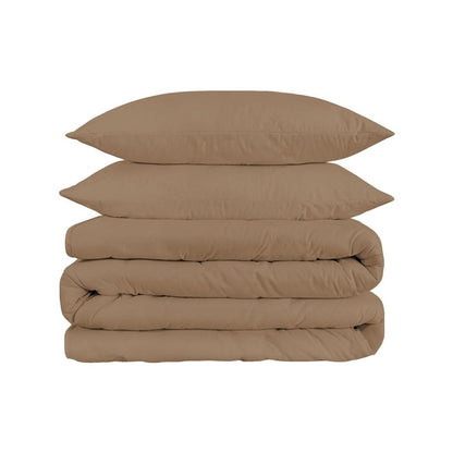 Taupe Queen Cotton Washable Duvet Cover Set