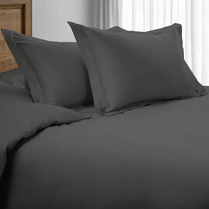 Gray King Cotton Blend 1500 Thread Count Washable Duvet Cover Set