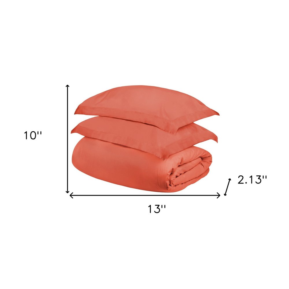 Coral Twin Cotton Washable Duvet Cover Set