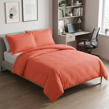 Coral Twin Cotton Washable Duvet Cover Set