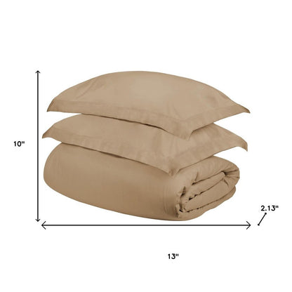 Tan Twin Cotton Washable Duvet Cover Set