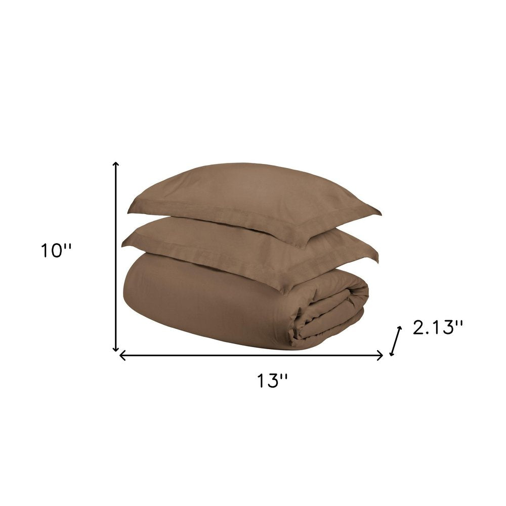 Taupe Twin Cotton Washable Duvet Cover Set