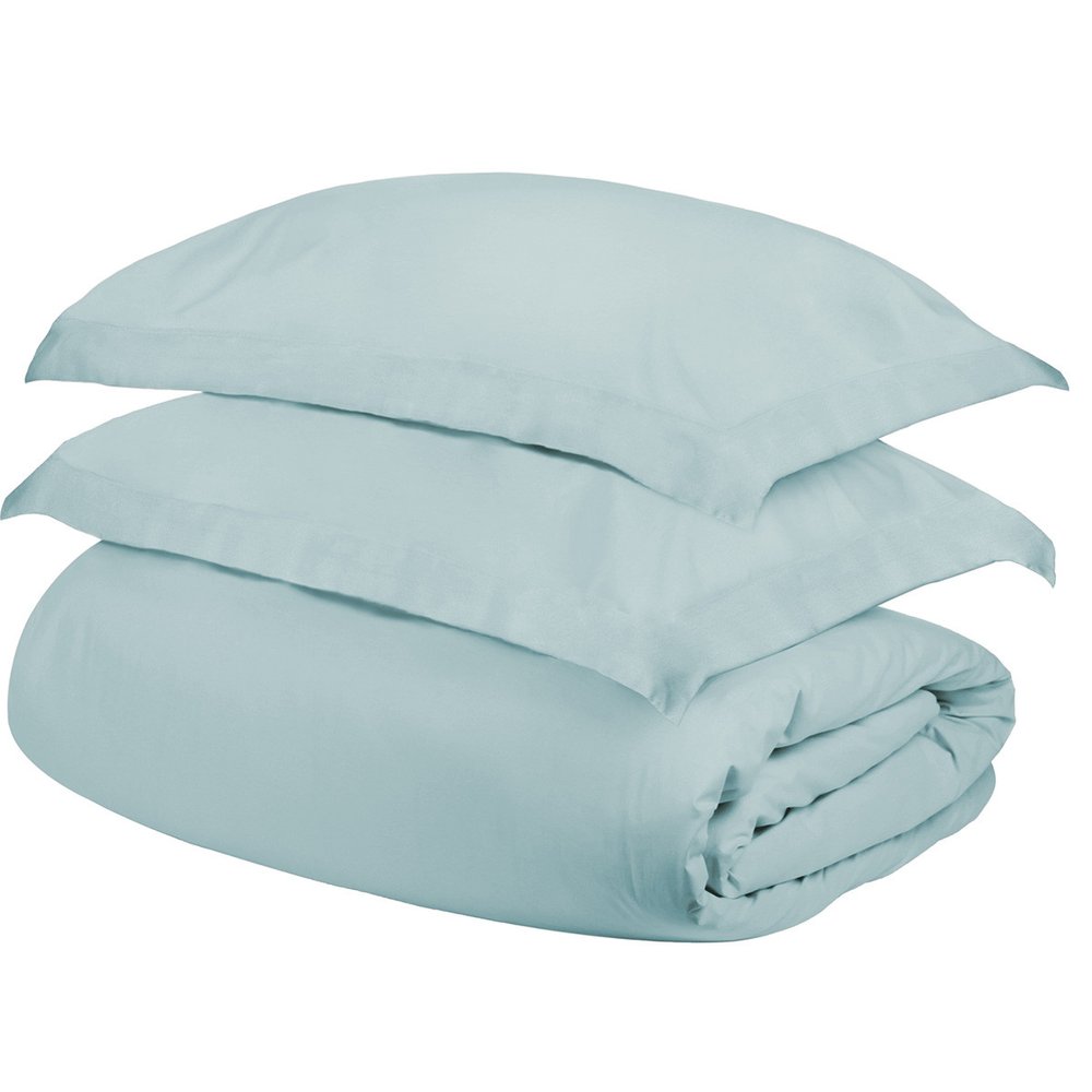 Light Blue King Cotton Washable Duvet Cover Set