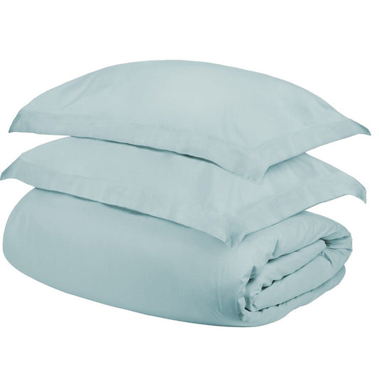 Light Blue King Cotton Washable Duvet Cover Set