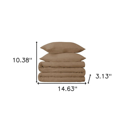 Taupe Queen Cotton Washable Duvet Cover Set