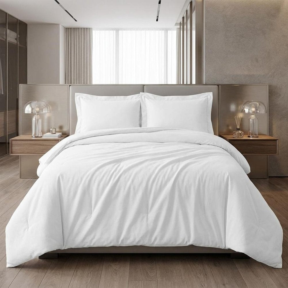 White Queen Cotton Blend 300 Thread Count Washable Duvet Cover Set