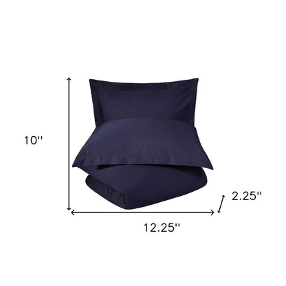 Blue Queen Cotton Washable Duvet Cover Set With Two Shams