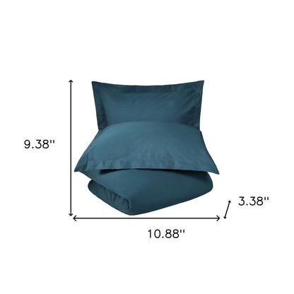 Navy Blue Queen Cotton Washable Duvet Cover Set With Two Shams