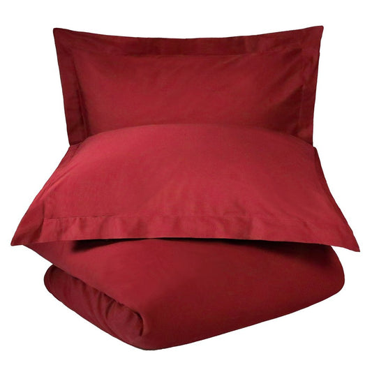 Burgundy King Cotton Washable Duvet Cover Set With Two Shams