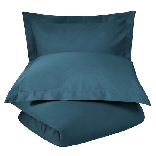 Navy Blue Twin Cotton Washable Duvet Cover Set With Sham