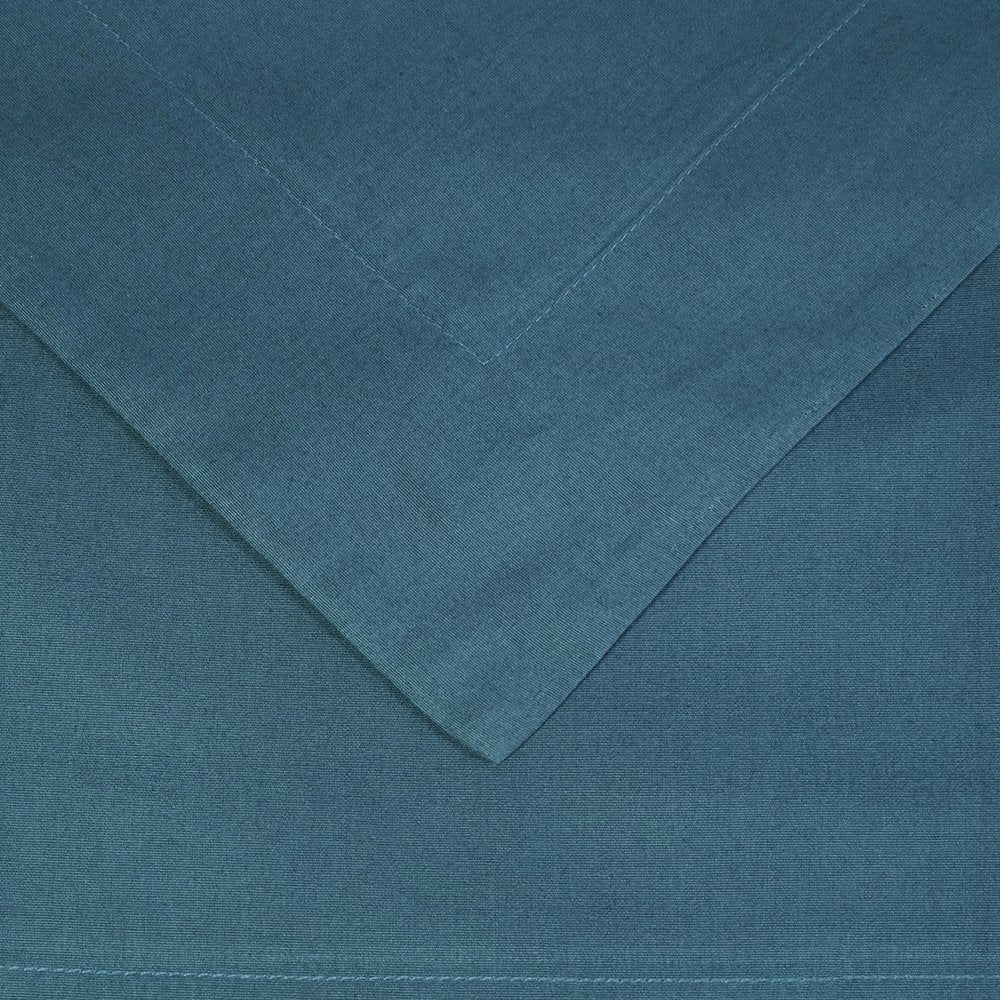 Navy Blue Twin Cotton Washable Duvet Cover Set With Sham