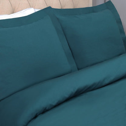 Navy Blue Twin Cotton Washable Duvet Cover Set With Sham