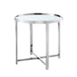22" Gold Glass And Stainless Steel Round Mirrored End Table