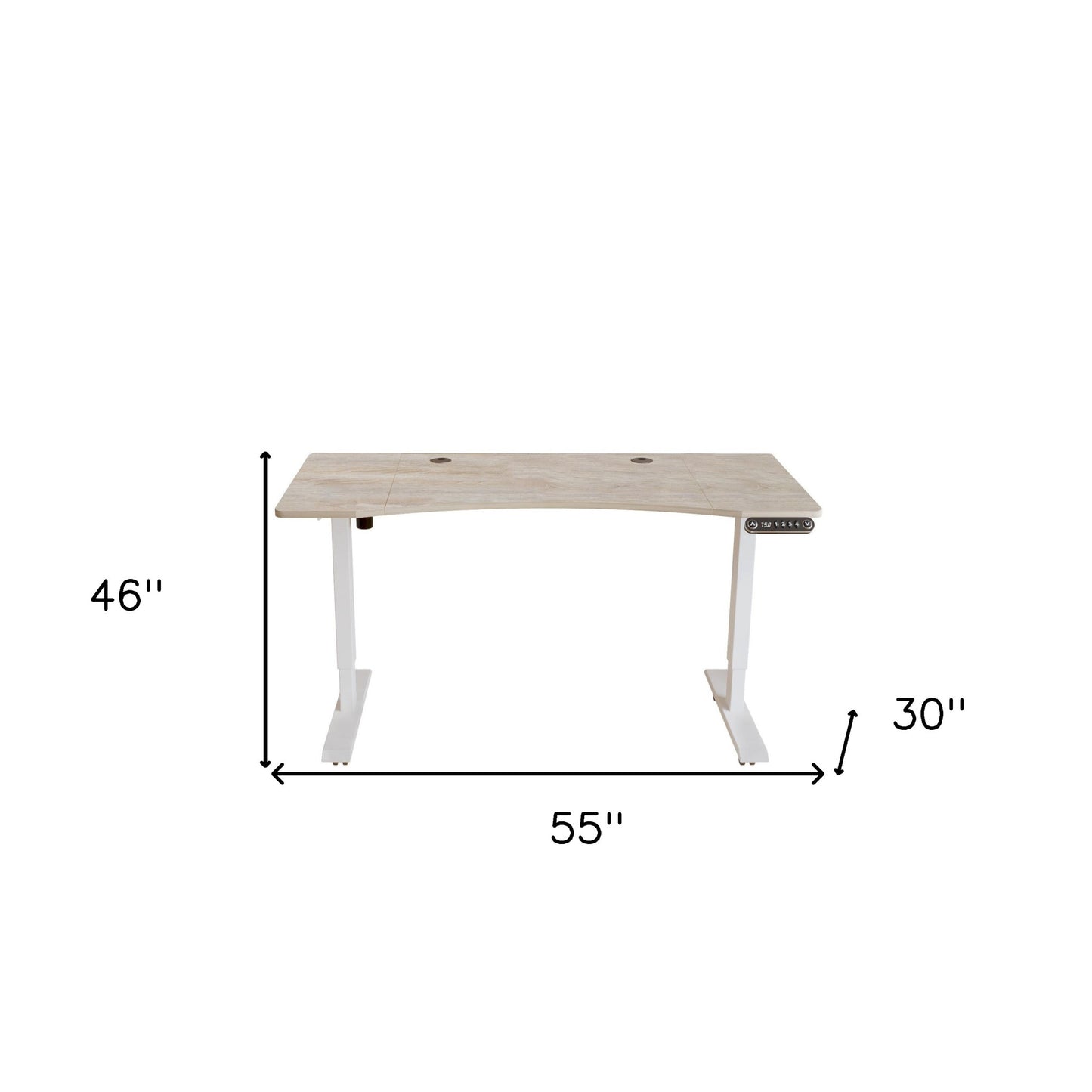 55" Adjustable Light Khaki and White Computer Desk