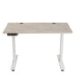 Adjustable Light Khaki and White Wood and Stainless Steel Rolling Computer Desk
