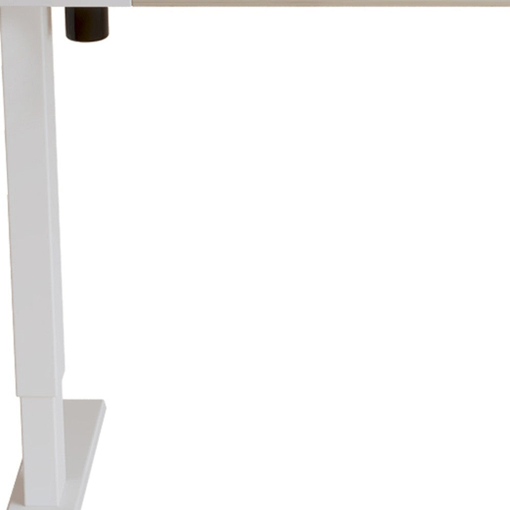 55" Adjustable White and Natural and White Computer Desk