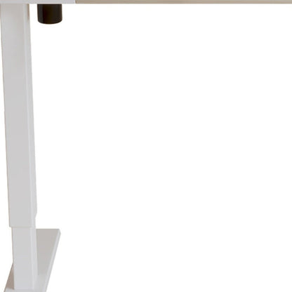 Adjustable White And Natural and White Wood and Stainless Steel Rolling Computer Desk