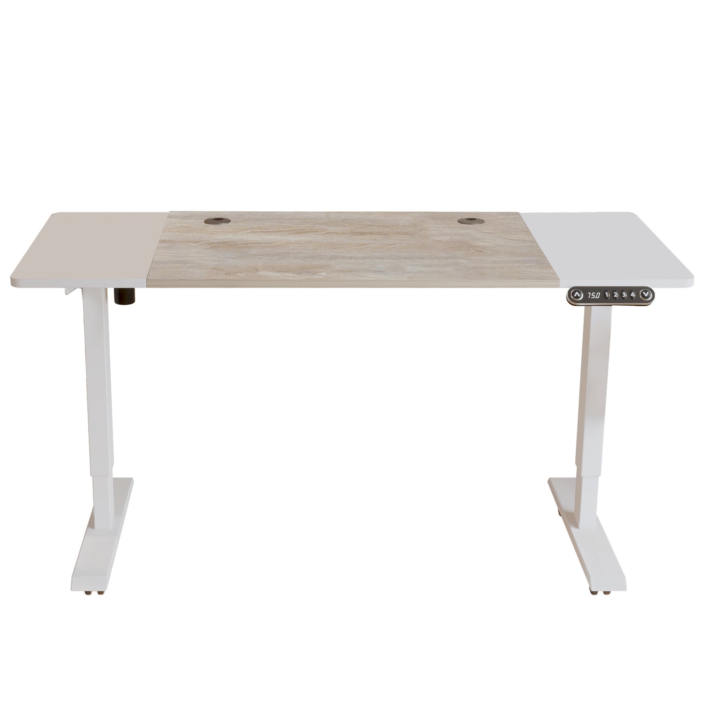 55" Adjustable White and Natural and White Computer Desk