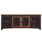79" Black Solid Wood Cabinet Enclosed Storage Distressed TV Stand