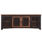 79" Black Solid Wood Cabinet Enclosed Storage Distressed TV Stand