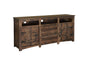 60" Brown Solid Wood Cabinet Enclosed Storage Distressed TV Stand