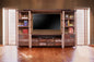 61" Brown Solid Wood Cabinet Enclosed Storage Distressed TV Stand