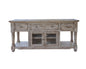 70" Desert Sand Solid Wood Cabinet Enclosed Storage Distressed TV Stand