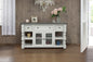 60" Ivory Solid Wood Open shelving Distressed TV Stand