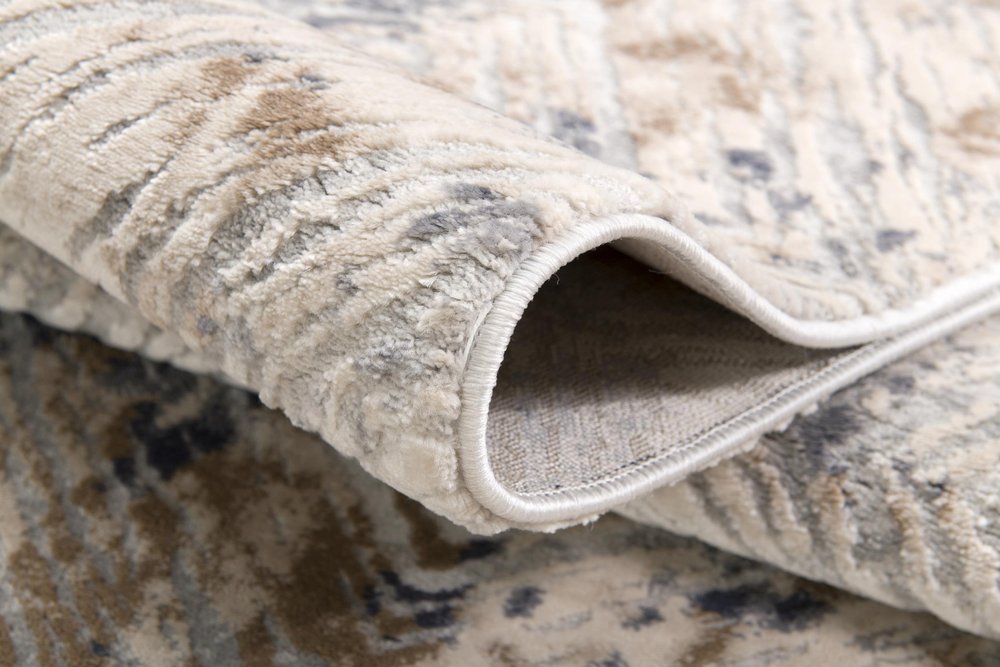 9' X 12' Blue and Ivory Abstract Distressed Area Rug