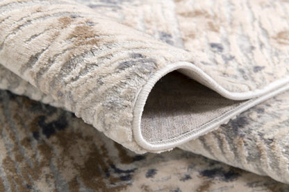 9' X 12' Blue and Ivory Abstract Distressed Area Rug