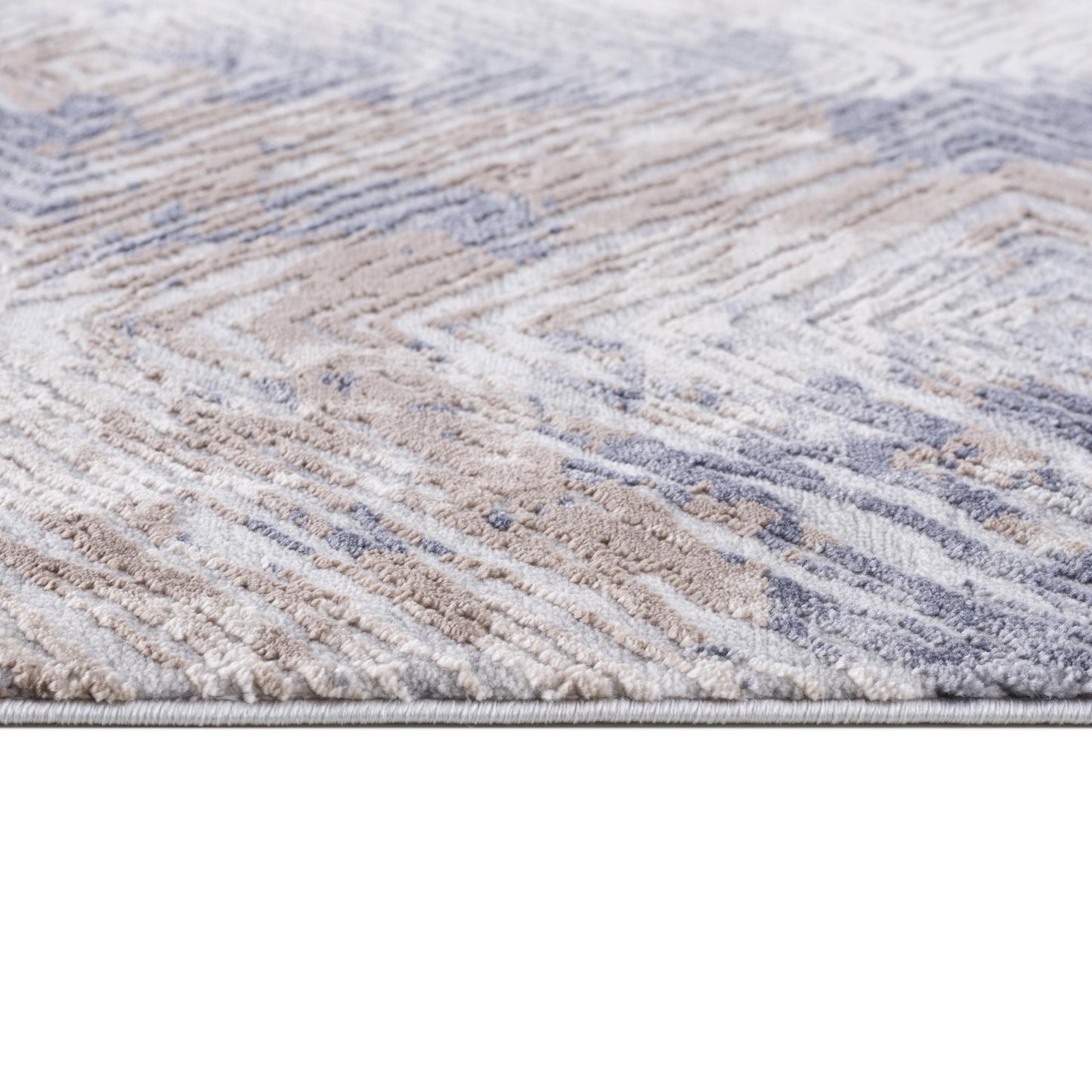 9' X 12' Blue and Ivory Abstract Distressed Area Rug