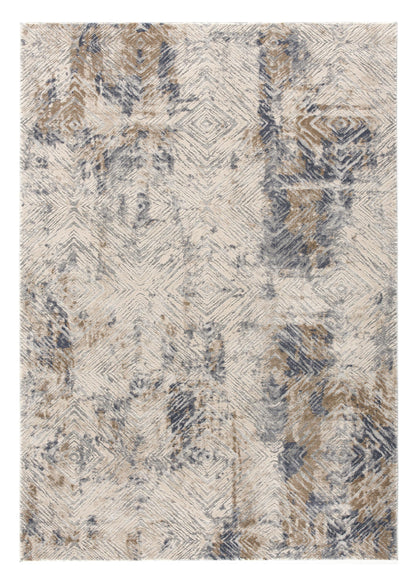 9' X 12' Blue and Ivory Abstract Distressed Area Rug