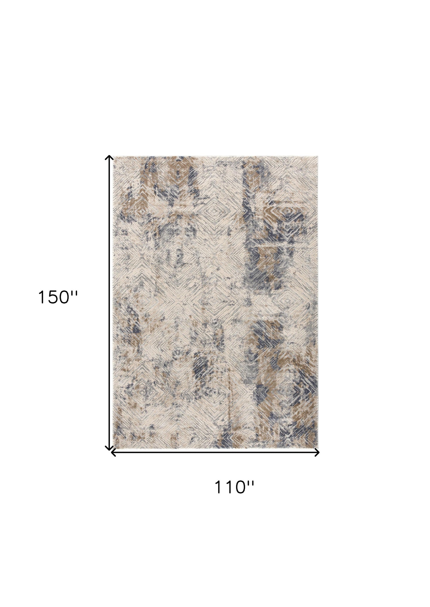 9' X 12' Blue and Ivory Abstract Distressed Area Rug