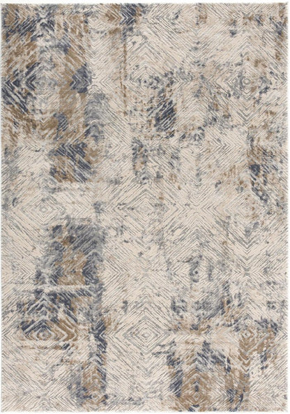9' X 12' Blue and Ivory Abstract Distressed Area Rug