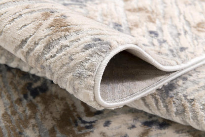9' X 12' Blue and Ivory Abstract Distressed Area Rug