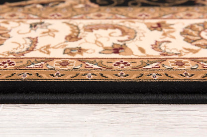 10' X 13' Beige and Black Oriental Washable Non Skid Area Rug