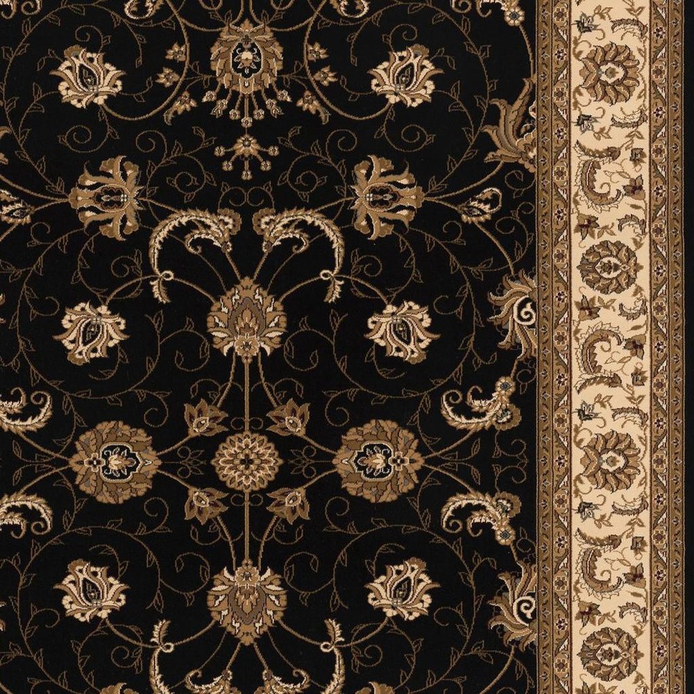 10' X 13' Beige and Black Oriental Washable Non Skid Area Rug