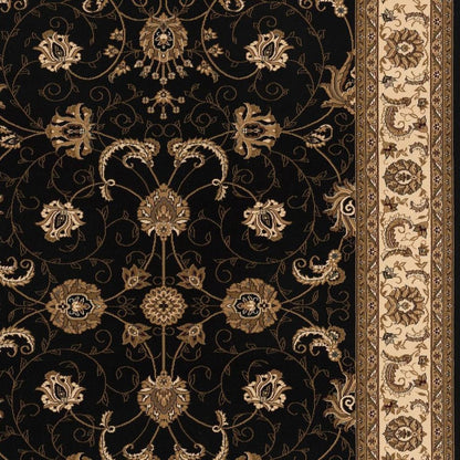 10' X 13' Beige and Black Oriental Washable Non Skid Area Rug