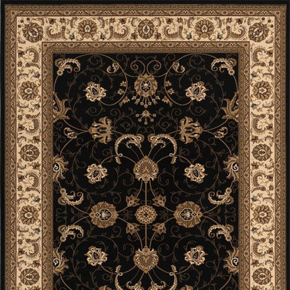 10' X 13' Beige and Black Oriental Washable Non Skid Area Rug