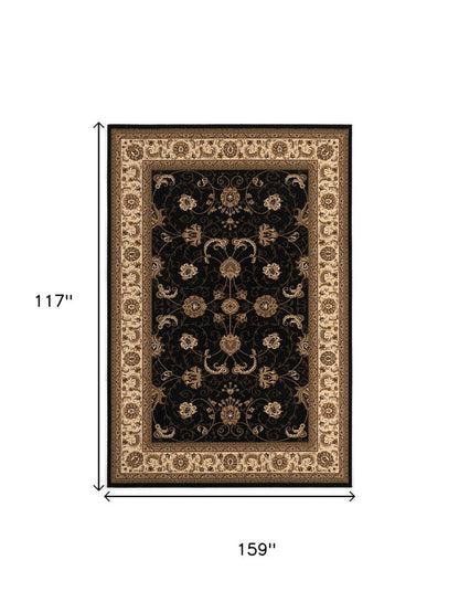 10' X 13' Beige and Black Oriental Washable Non Skid Area Rug