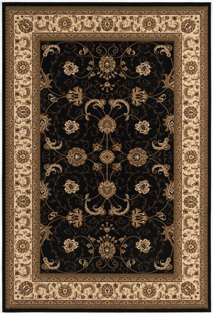 10' X 13' Beige and Black Oriental Washable Non Skid Area Rug