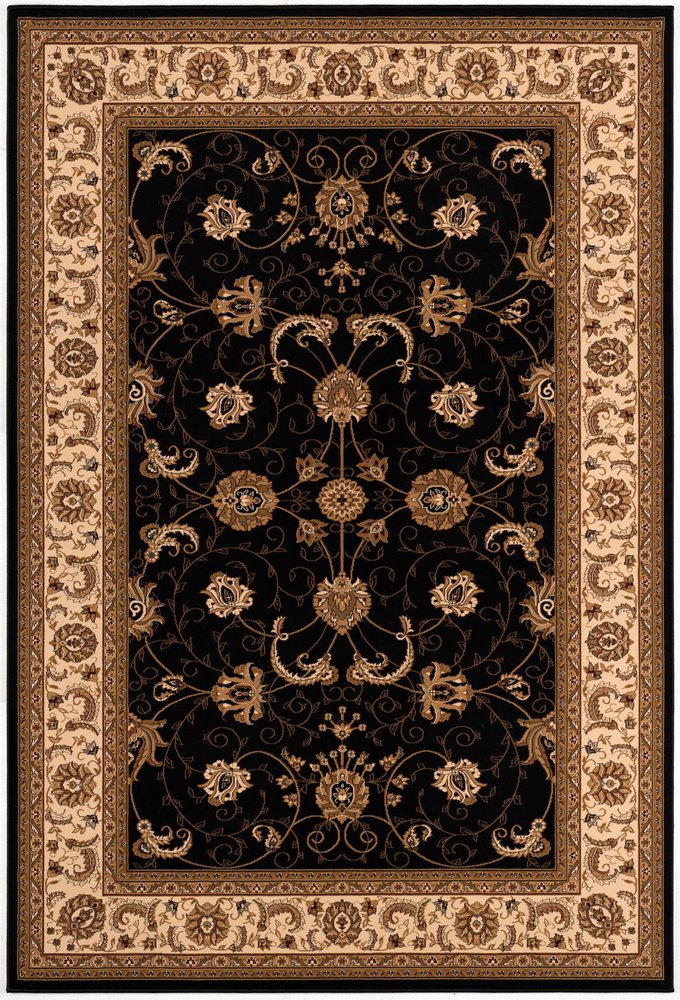 10' X 13' Beige and Black Oriental Washable Non Skid Area Rug