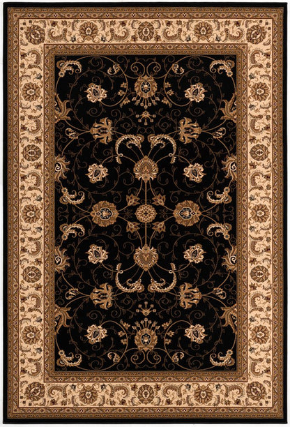 10' X 13' Beige and Black Oriental Washable Non Skid Area Rug
