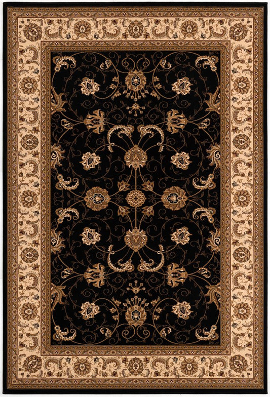 10' X 13' Beige and Black Oriental Washable Non Skid Area Rug