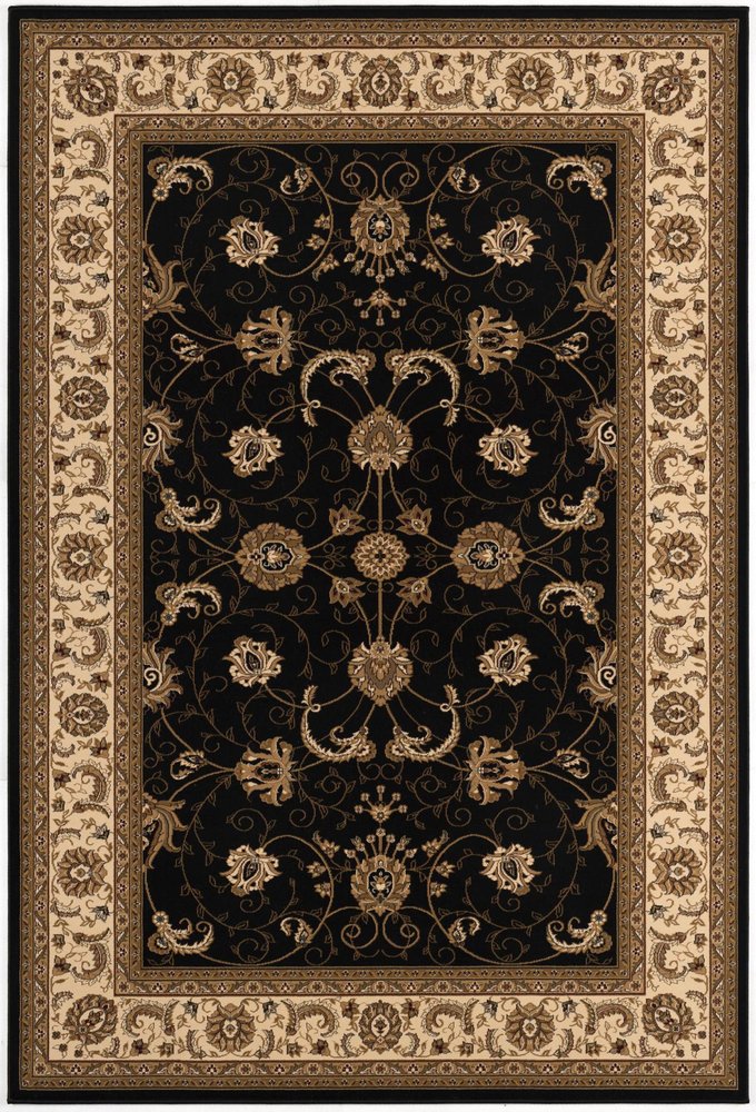 10' X 13' Beige and Black Oriental Washable Non Skid Area Rug
